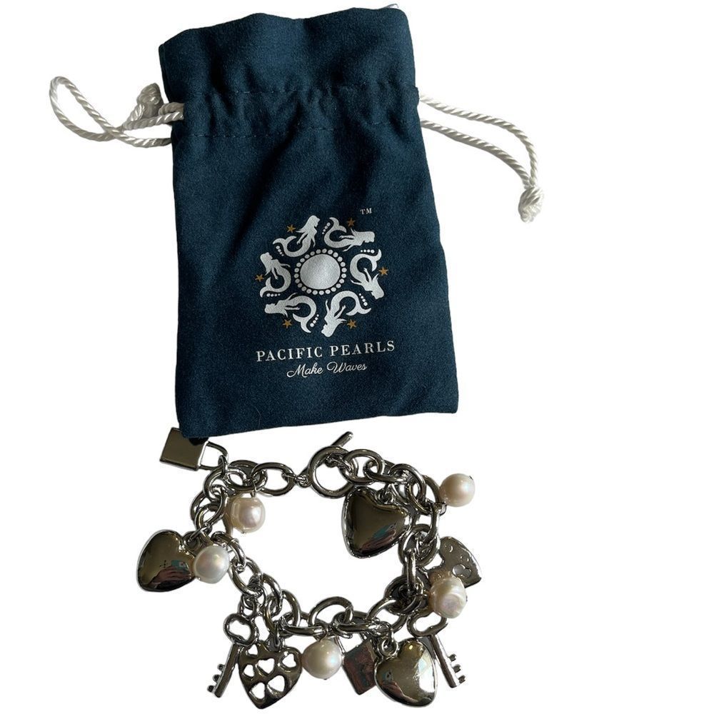 Pacific Pearls Freshwater Pearl Charm Love Bracelet Rose Atoll Collection